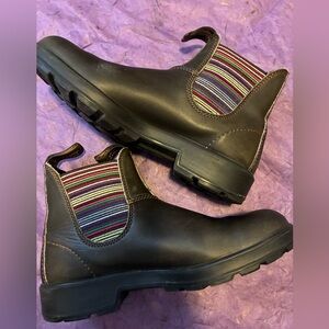 Blundstone Brown Ankle Boots with Stripes, women's size 7.5 US-4.5 UK/AU